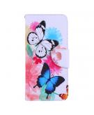 Shop4 - iPhone SE (2020) Hoesje - Wallet Case Gekleurde Vlinders