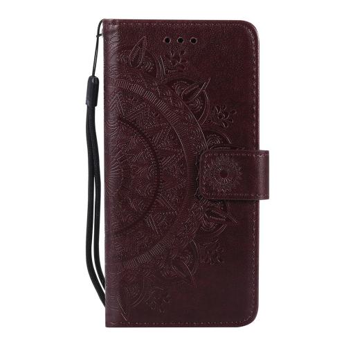 Shop4 - iPhone SE (2020) Hoesje - Wallet Case Mandala Patroon Donker Bruin