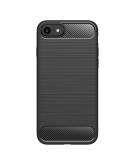 Shop4 - iPhone SE (2020) Hoesje - Zachte Back Case Brushed Carbon Zwart