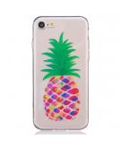 Shop4 - iPhone SE (2020) Hoesje - Zachte Back Case Gekleurde Ananas Transparant