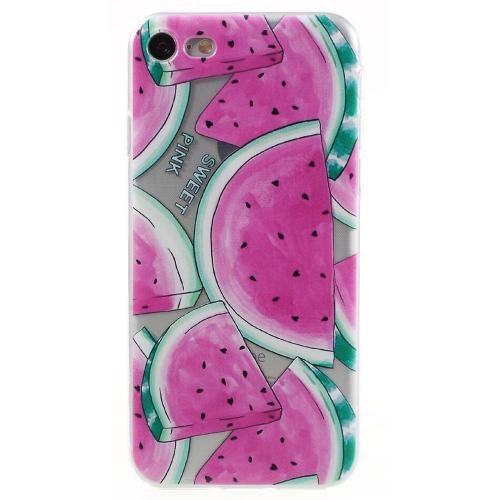 Shop4 - iPhone SE (2020) Hoesje - Zachte Back Case Watermeloen Transparant