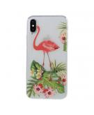 Shop4 - iPhone X Hoesje - Zachte Back Case Flamingo Transparant