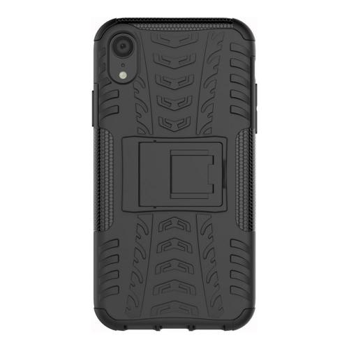 Shop4 - iPhone Xr Hoesje - Extreme Back Case met Kickstand Zwart