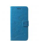 Shop4 - iPhone Xr Hoesje - Wallet Case Bloemen Vlinder Blauw