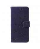 Shop4 - iPhone Xr Hoesje - Wallet Case Bloemen Vlinder Donker Paars