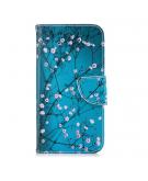 Shop4 - iPhone Xr Hoesje - Wallet Case Bloesem Blauw