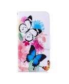 Shop4 - iPhone Xr Hoesje - Wallet Case Gekleurde Vlinders