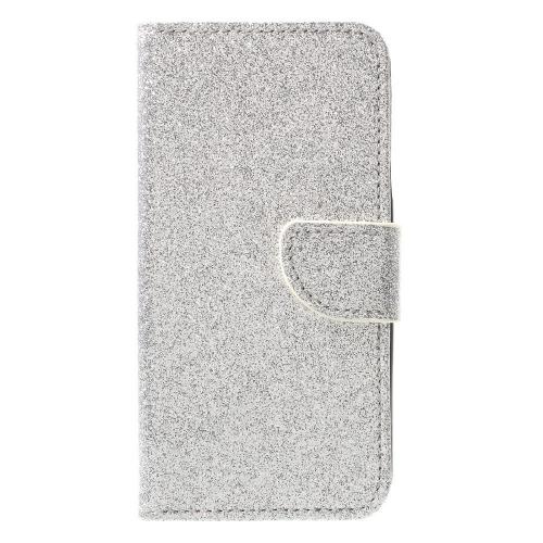 Shop4 - iPhone Xs Hoesje - Wallet Case Glitter Zilver
