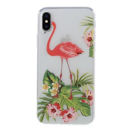 Shop4 - iPhone Xs Hoesje - Zachte Back Case Flamingo Transparant