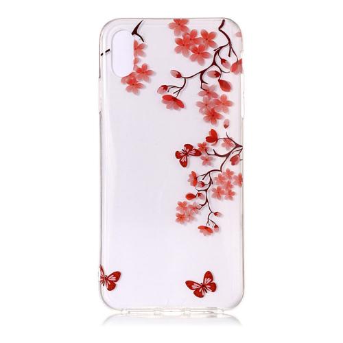 Shop4 - iPhone Xs Max Hoesje - Zachte Back Case Bloemen Vlinder Transparant