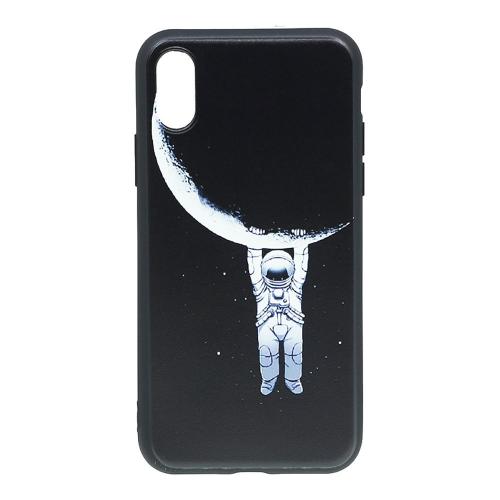 Shop4 - iPhone Xs Max Hoesje - Zachte Back Case Hangende Astronaut Zwart