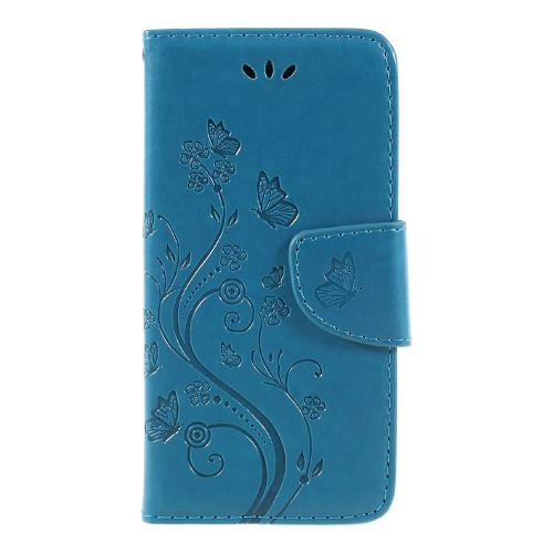 Shop4 - LG Q6 Hoesje - Wallet Case Vlinder Patroon Blauw