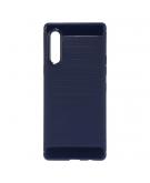 Shop4 - LG Velvet Hoesje - Zachte Back Case Brushed Carbon Donker Blauw