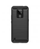 Shop4 - Motorola Moto E7 Hoesje - Zachte Back Case Brushed Carbon Zwart