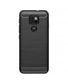 Shop4 - Motorola Moto E7 Plus Hoesje - Zachte Back Case Brushed Carbon Zwart