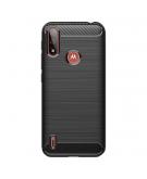Shop4 - Motorola Moto E7i Power Hoesje - Zachte Back Case Brushed Carbon Zwart
