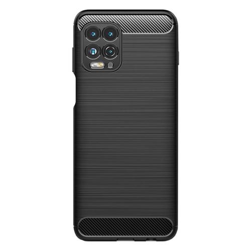 Shop4 - Motorola Moto G100 Hoesje - Zachte Back Case Brushed Carbon Zwart