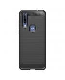 Shop4 - Motorola Moto G8 Hoesje - Zachte Back Case Brushed Carbon Zwart