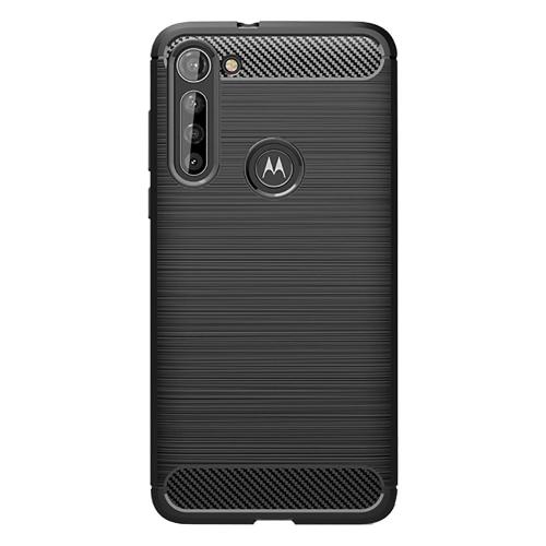 Shop4 - Motorola Moto G8 Power Lite Hoesje - Zachte Back Case Brushed Carbon Zwart