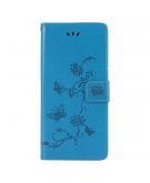 Shop4 - Motorola Moto G9 Plus Hoesje - Wallet Case Bloemen Vlinder Blauw