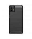 Shop4 - Motorola Moto G9 Plus Hoesje - Zachte Back Case Brushed Carbon Zwart