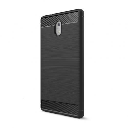 Shop4 - Nokia 3 Hoesje - Zachte Back Case Brushed Zwart