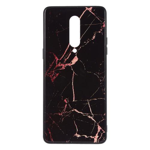 Shop4 - OnePlus 8 Hoesje - Harde Back Case Marmer Zwart