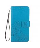 Shop4 - Oppo AX7 Hoesje - Wallet Case Bloemen Patroon Blauw