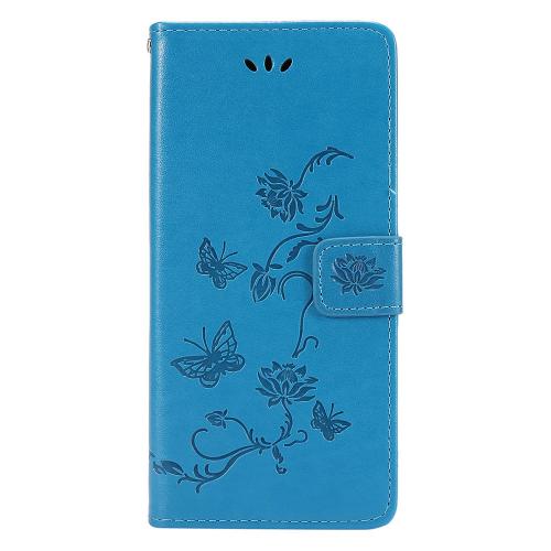 Shop4 - Samsung Galaxy A02s Hoesje - Wallet Case Vlinder Patroon Blauw