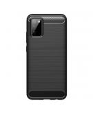 Shop4 - Samsung Galaxy A02s Hoesje - Zachte Back Case Brushed Carbon Zwart