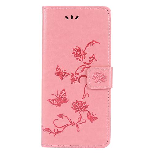 Shop4 - Samsung Galaxy A11 Hoesje - Wallet Case Vlinder Patroon Roze