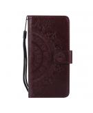 Shop4 - Samsung Galaxy A12 Hoesje - Wallet Case Mandala Patroon Donker Bruin