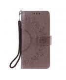 Shop4 - Samsung Galaxy A12 Hoesje - Wallet Case Mandala Patroon Grijs