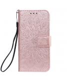 Shop4 - Samsung Galaxy A20e Hoesje - Wallet Case Zonnebloem Rosé Goud