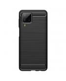 Shop4 - Samsung Galaxy A22 4G Hoesje - Zachte Back Case Brushed Carbon Zwart