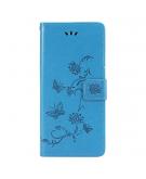Shop4 - Samsung Galaxy A22 5G Hoesje - Wallet Case Vlinder Patroon Blauw