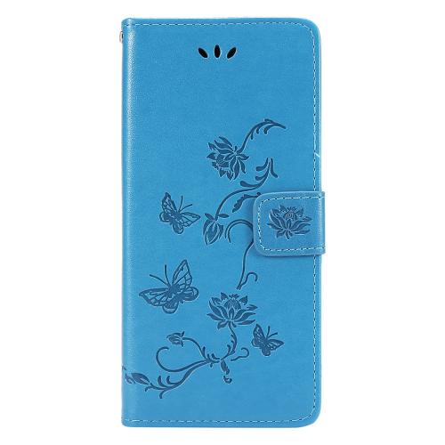 Shop4 - Samsung Galaxy A22 5G Hoesje - Wallet Case Vlinder Patroon Blauw