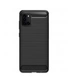 Shop4 - Samsung Galaxy A31 Hoesje - Zachte Back Case Brushed Carbon Zwart