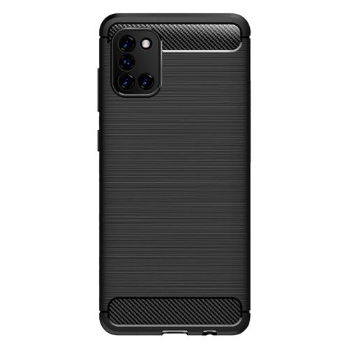 Shop4 - Samsung Galaxy A31 Hoesje - Zachte Back Case Brushed Carbon Zwart
