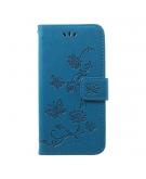 Shop4 - Samsung Galaxy A40 Hoesje - Wallet Case Bloemen Vlinder Blauw