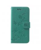 Shop4 - Samsung Galaxy A40 Hoesje - Wallet Case Bloemen Vlinder Mint Groen