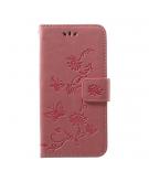 Shop4 - Samsung Galaxy A40 Hoesje - Wallet Case Bloemen Vlinder Roze