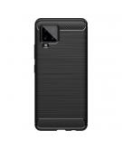 Shop4 - Samsung Galaxy A42 5G Hoesje - Zachte Back Case Brushed Carbon Zwart