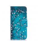 Shop4 - Samsung Galaxy A50 Hoesje - Wallet Case Bloesem Blauw