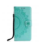 Shop4 - Samsung Galaxy A70 Hoesje - Wallet Case Mandala Patroon Mint Groen