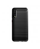 Shop4 - Samsung Galaxy A70 Hoesje - Zachte Back Case Brushed Carbon Zwart