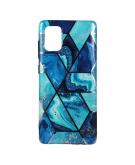 Shop4 - Samsung Galaxy A71 Hoesje - Zachte Back Case Marmer Combinatie Blauw