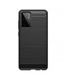 Shop4 - Samsung Galaxy A72 Hoesje - Zachte Back Case Brushed Carbon Zwart