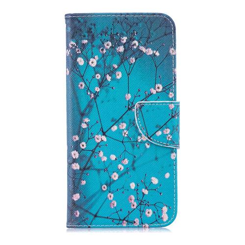Shop4 - Samsung Galaxy M20 Hoesje - Wallet Case Bloesem Blauw
