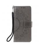 Shop4 - Samsung Galaxy M21 Hoesje - Wallet Case Mandala Patroon Grijs